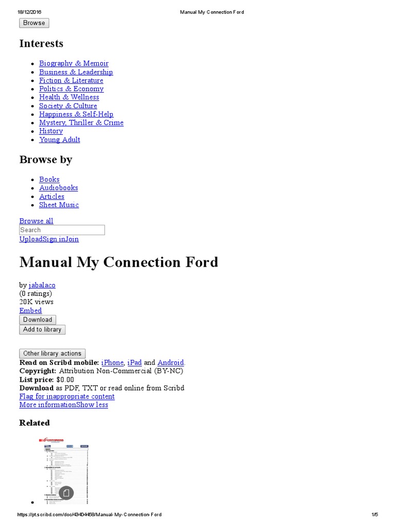 Manual My Connection Ford | PDF | Scribd | Computing And Information ...