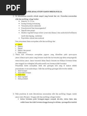 Soal Analisis Klinis Mikologi 2a