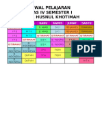 Jadwal Pelajaran Nita Kelas 4