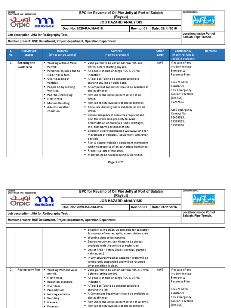 JHA For Radiography - Rev.01 | PDF | Personal Protective Equipment ...