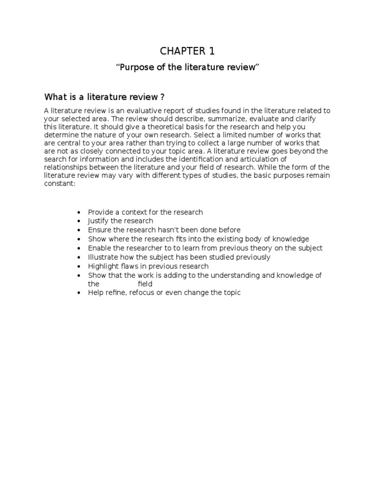 Purpose of The Literature Review | PDF | Social Science