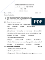 Mahar Regiment Public School Formative Assessment Science