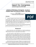 CRS Report For Congress: Salaries of Members of Congress: A List of Payable Rates and Effective Dates, 1789-2006