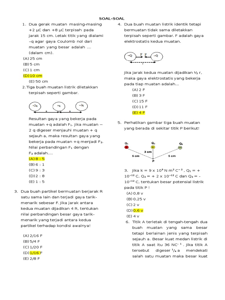 Soal Listrik Statis Kelas 9 dan 12 | PDF