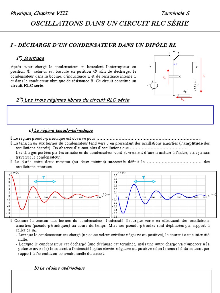 Oscillations Circuit RLC Série Terminale S | PDF | Condensateur ...
