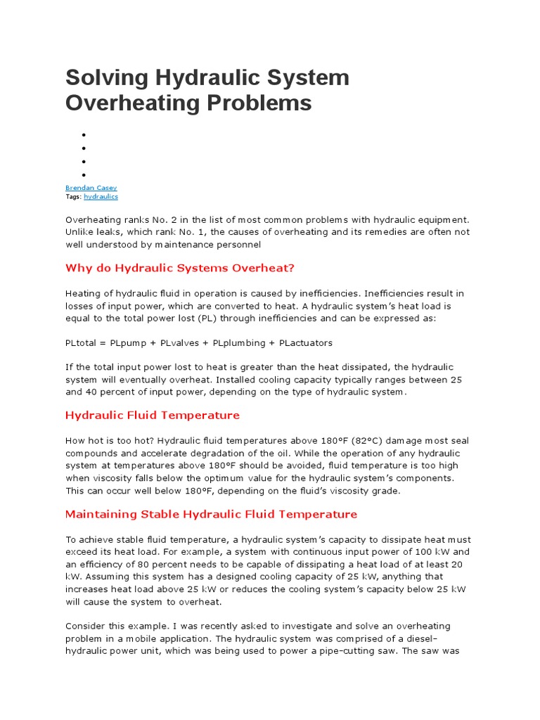 Solving Hydraulic System Overheating Problems Download Free PDF