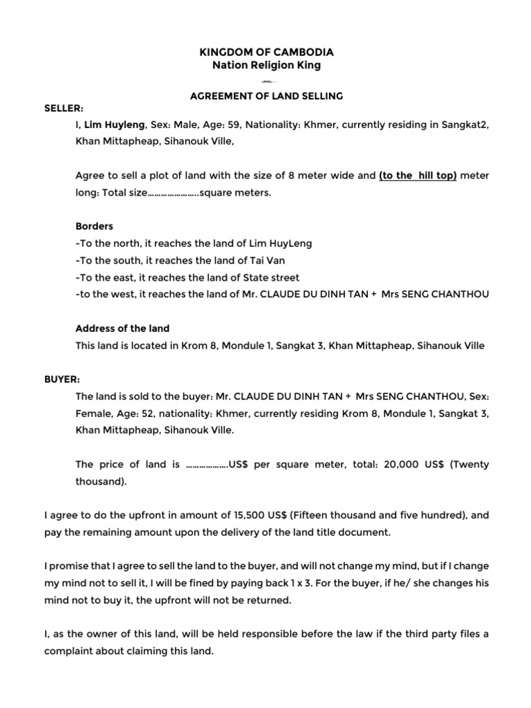 Document of CLAUDE LAND WITH Huy Leng - Document 2 | PDF