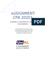 Assignment: CPB 20203: Numerical Methods in Chemical Enginerring