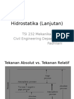 Hidrostatika (Lanjutan) : TSI 232 Mekanika Fluida Civil Engineering Department Fadhliani