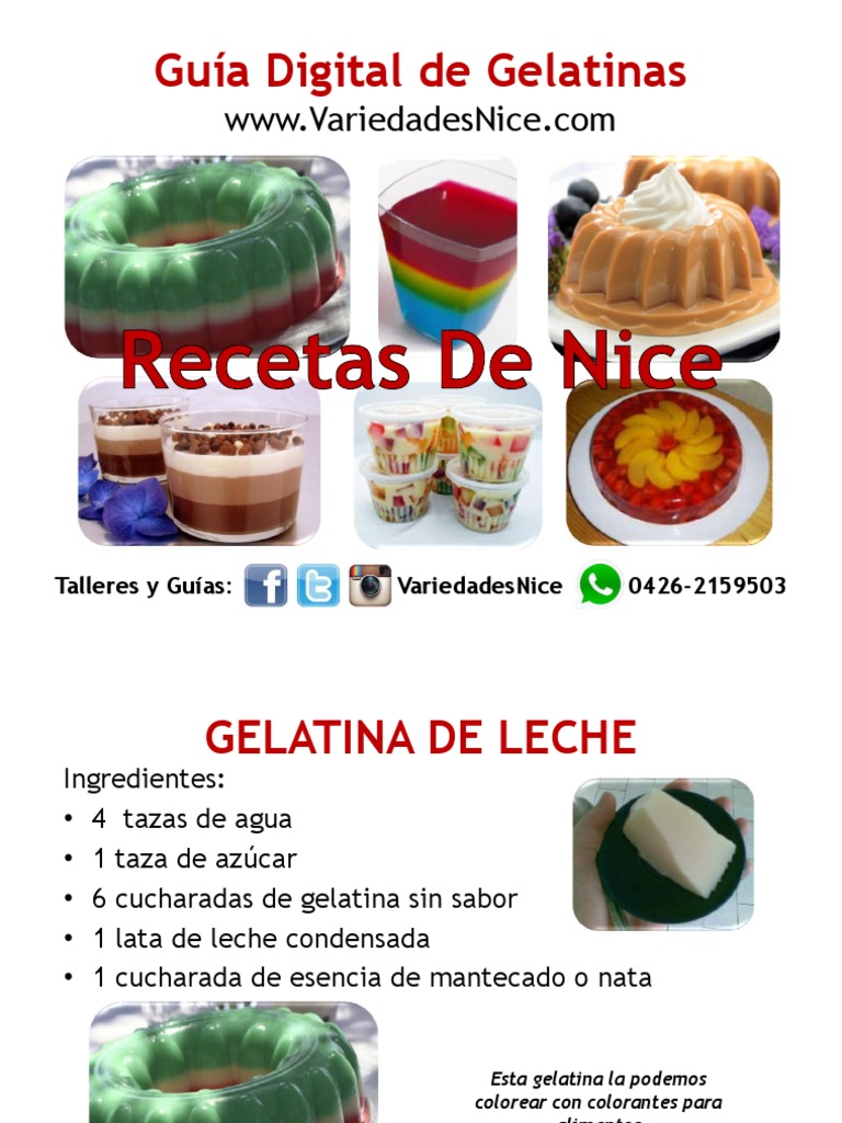 Guia de Gelatinas Variedades Nice | PDF | Gelatina | Chocolate