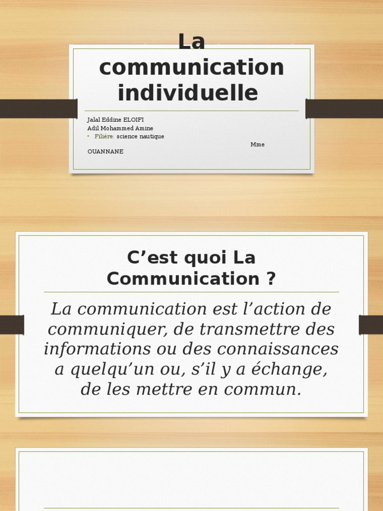 Comprendre la communication individuelle | PDF | Évolution de carrière ...