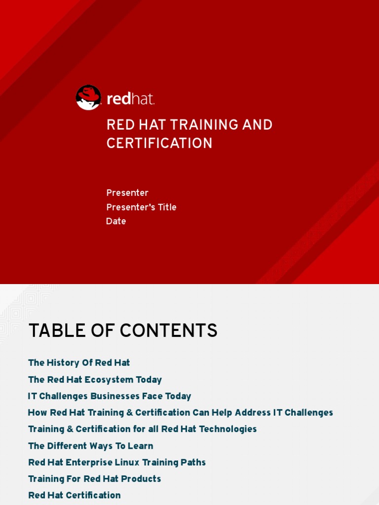 Red Hat Training Certification Sales Presentation | PDF | Red Hat ...