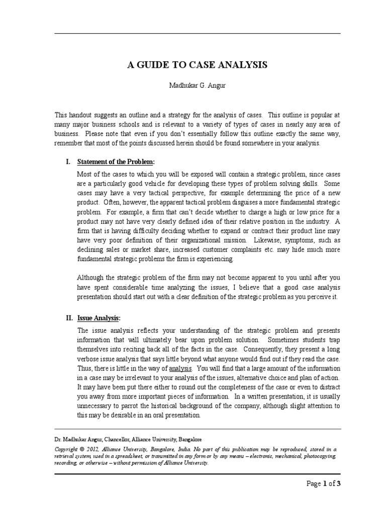 A Guide To Case Analysis | PDF | Strategic Management | Business