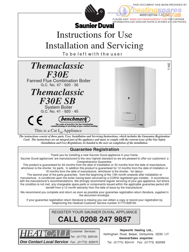 Themaclassic F30E and F30E SB Instructions for Use Installation and  Servicing | Water Heating | Valve