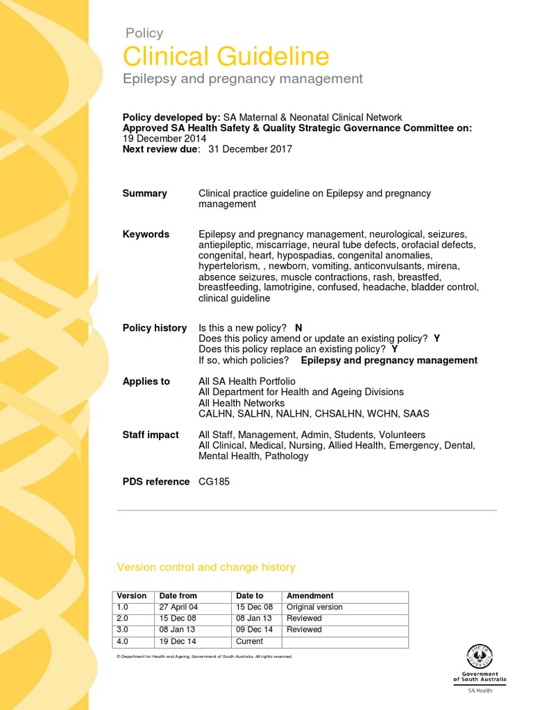 Epilepsy+pregnancy+management Clinical+Guideline Final Dec14 PDF | PDF ...