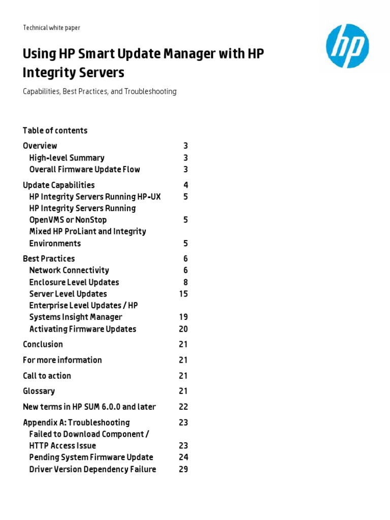 Using HP Smart Update Manager With HP Integrity Servers Capabilities