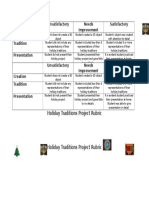 Holiday Traditions Project Rubric