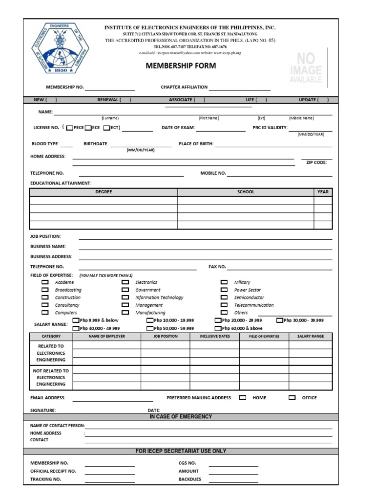 IECEP Membership Form | PDF | Computers