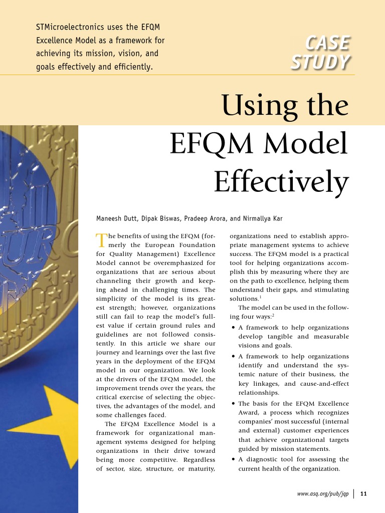 Using The Efqm Model | PDF | Goal | Strategic Management