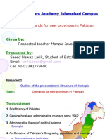 Demands For New Provinces in Pakistan Presentation