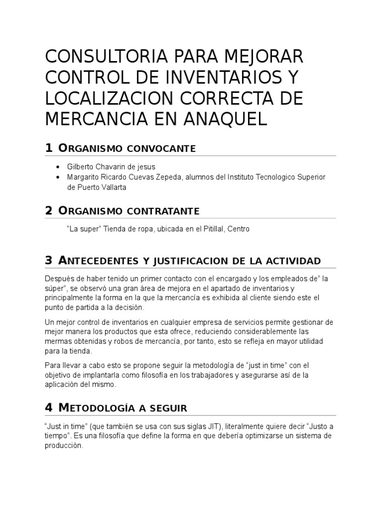 Mejora de Inventarios en Bodega Pitillal | PDF | Business | Economias