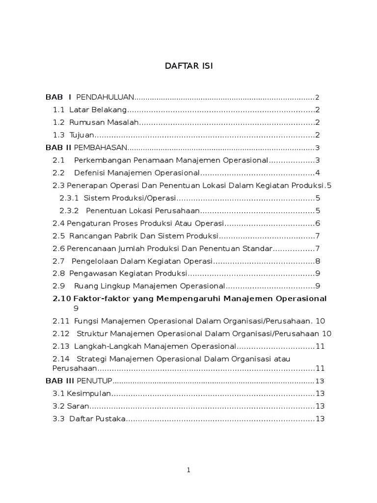 Makalah Manajemen Operasional