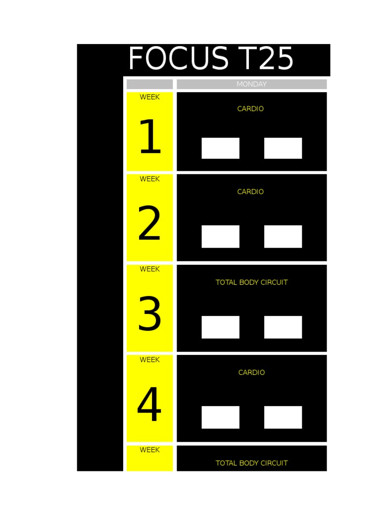 T25 Workout Calendar, Print A Workout Calendar