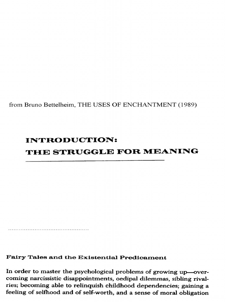 Bruno Bettelheim, The Uses of Enchantment Intro PDF | PDF | American ...