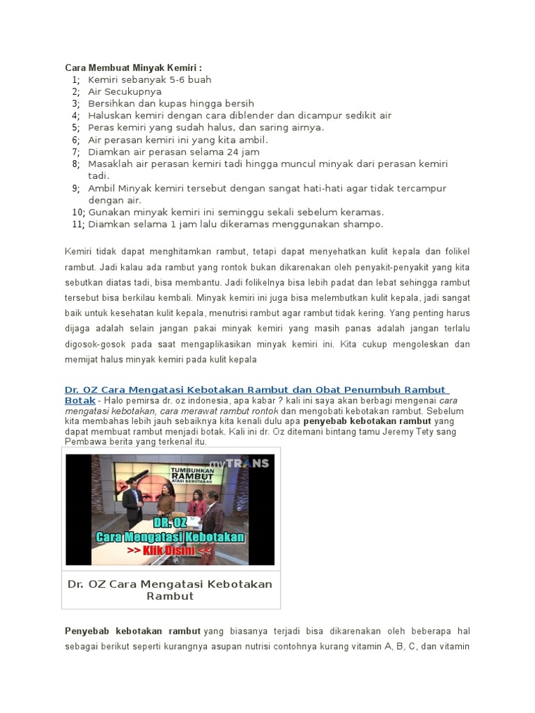 Cara Membuat Minyak Kemiri