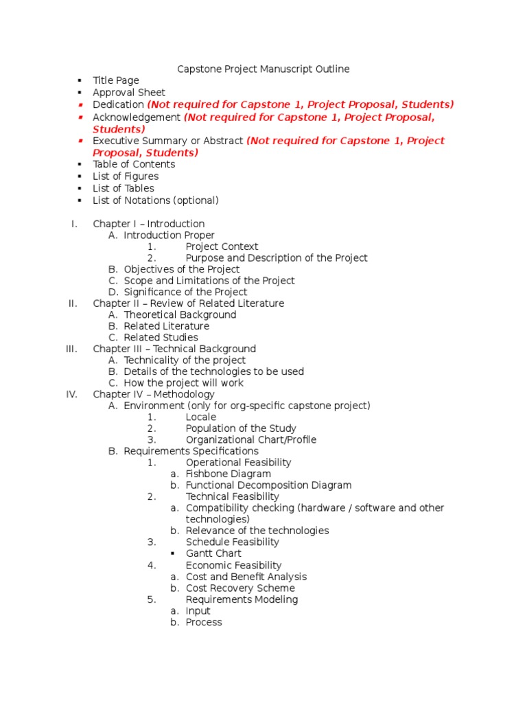 Capstone Project Manuscript Outline | Feasibility Study | Specification ...