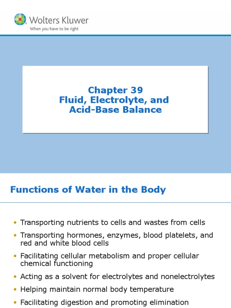 Chapter 39 Fluid Electrolyte And Acid Base Balance Electrolyte Homeostasis