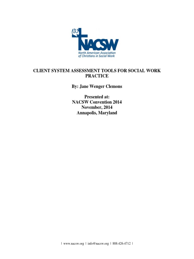 Client System Assessment Tools For Social Work Practice PDF | PDF