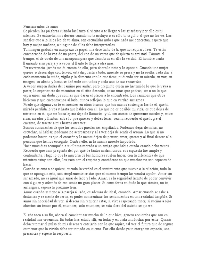 Pensamientos de Amor | PDF | Amor | Verdad