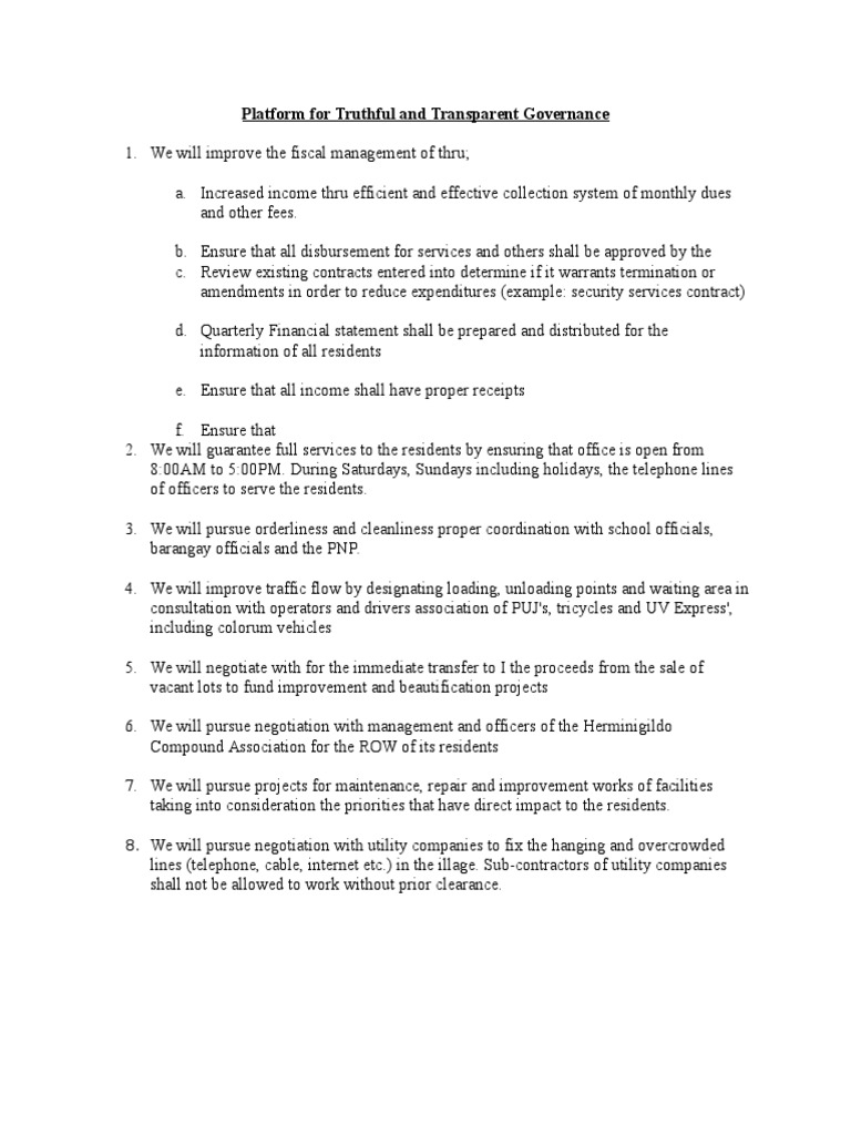 Transparent Governance Improvement Plan | PDF | Business | Technology ...