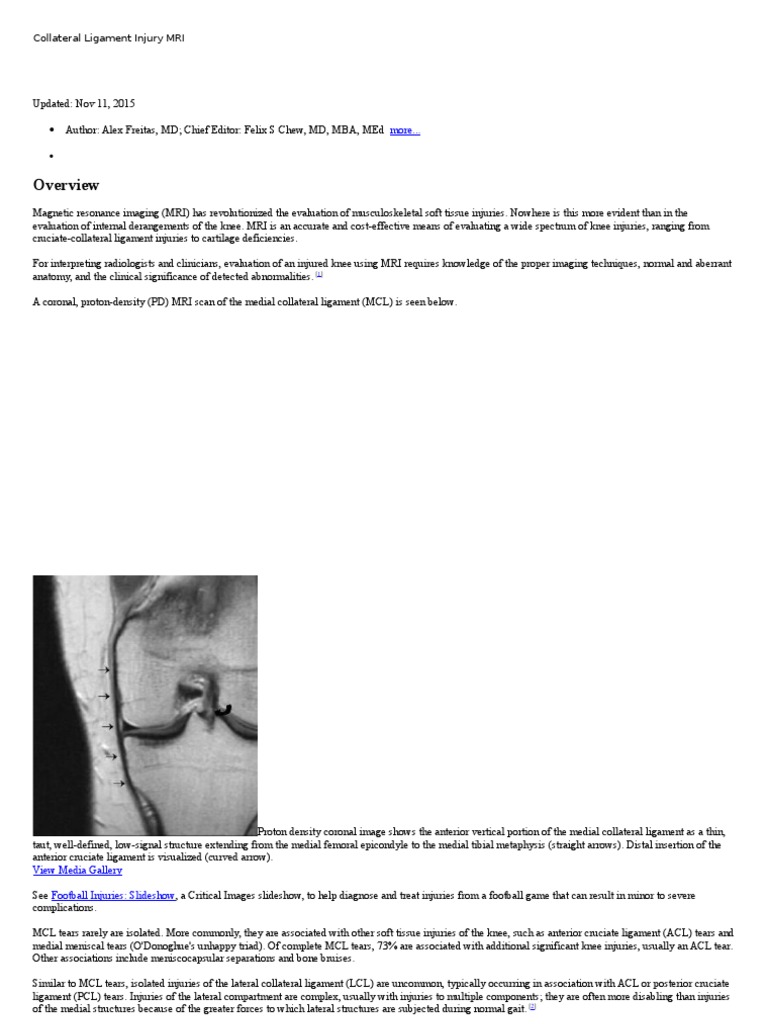 MRI Grading of MCL and LCL Injuries | PDF | Knee | Magnetic Resonance ...