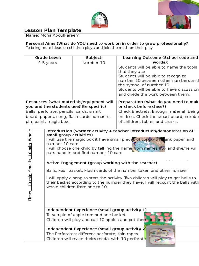Numbers Lesson Plan for Preschoolers | PDF | Lesson Plan | Quality Of Life