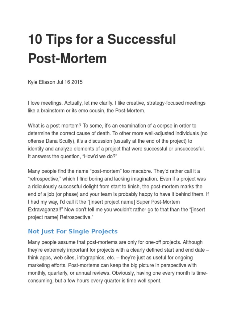 10 Tips for Effective Post-Mortems | PDF