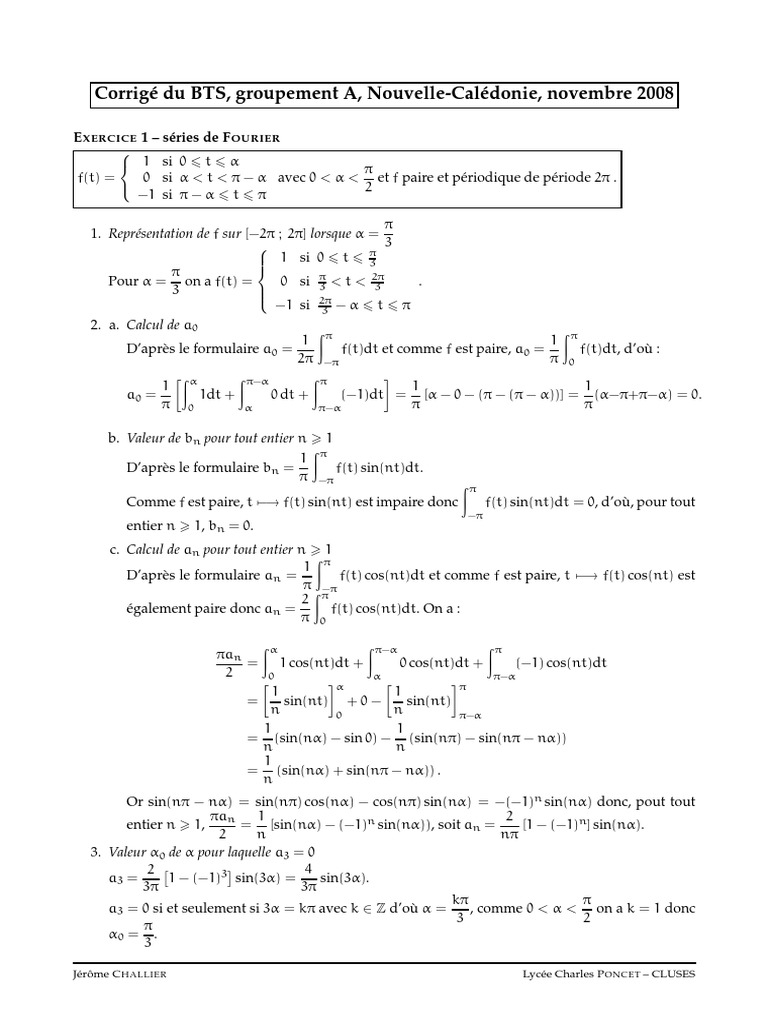 Corrigé BTS Maths 2008 Nouvelle-Calédonie | PDF | Calcul différentiel ...