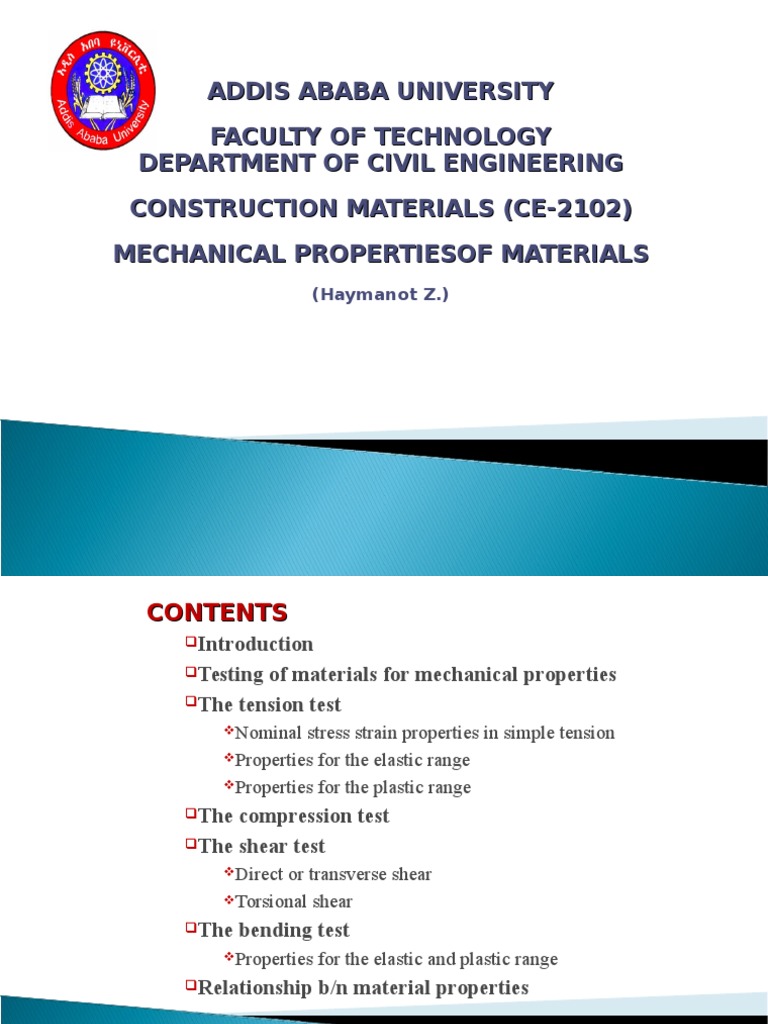 Mechanical Properties of Construction Materials | PDF | Deformation ...