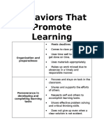 Behaviors That Promote Learning