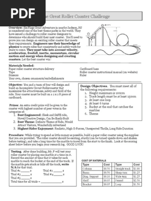 roller coaster project rubric