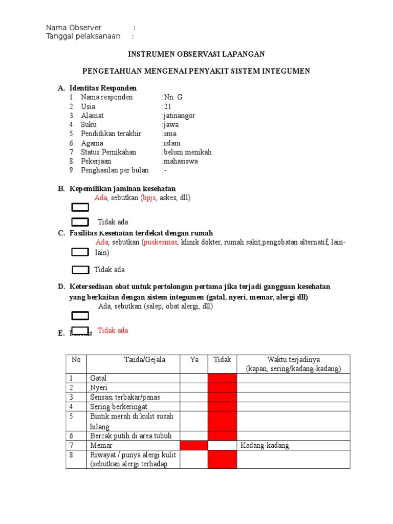 Instrumen Observasi Lapangan | PDF