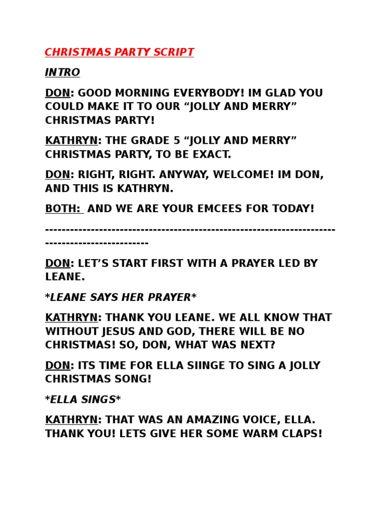 Sample Emcee Script For Christmas Party Program - edlasopa