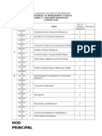 Lesson Plan Consumer Behaviour