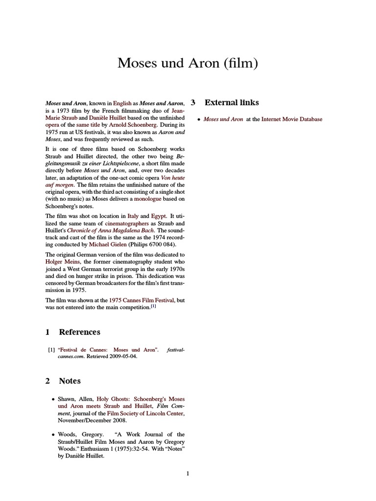 Moses Und Aron (Film) PDF Opera Cinema