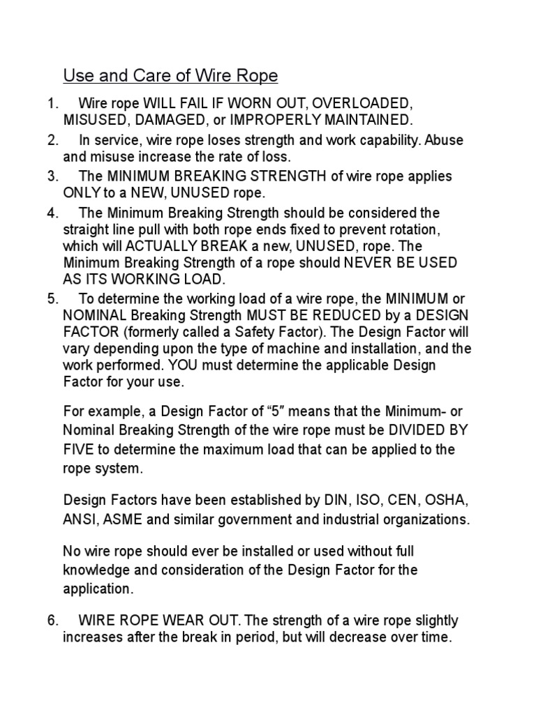 Wire Rope Use and Safety Guidelines | PDF | Rope | Wire
