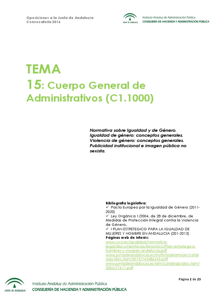 Normativa sobre Igualdad y Género | PDF | Igualdad de género | Estudios ...