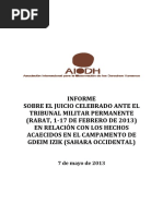 INFORME  SOBRE EL JUICIO CELEBRADO ANTE EL  TRIBUNAL MILITAR PERMANENTE  (RABAT, 1-17 DE FEBRERO DE 2013)