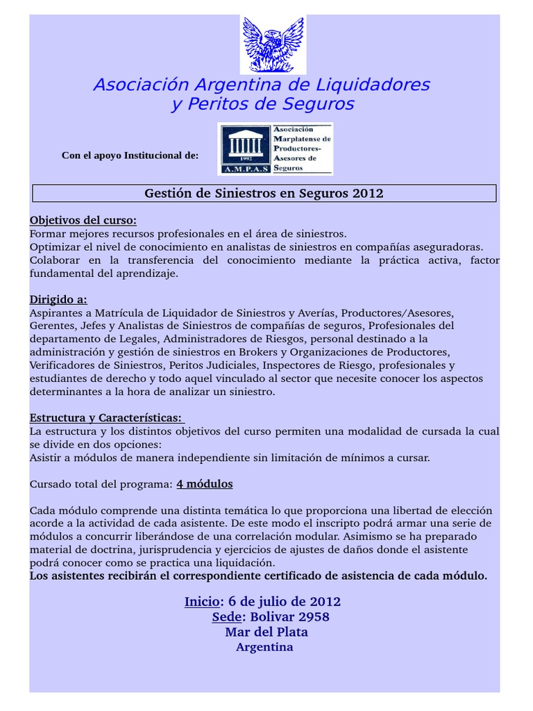 Curso de Gestión de Siniestros 2012 | PDF | Liquidación | Seguro