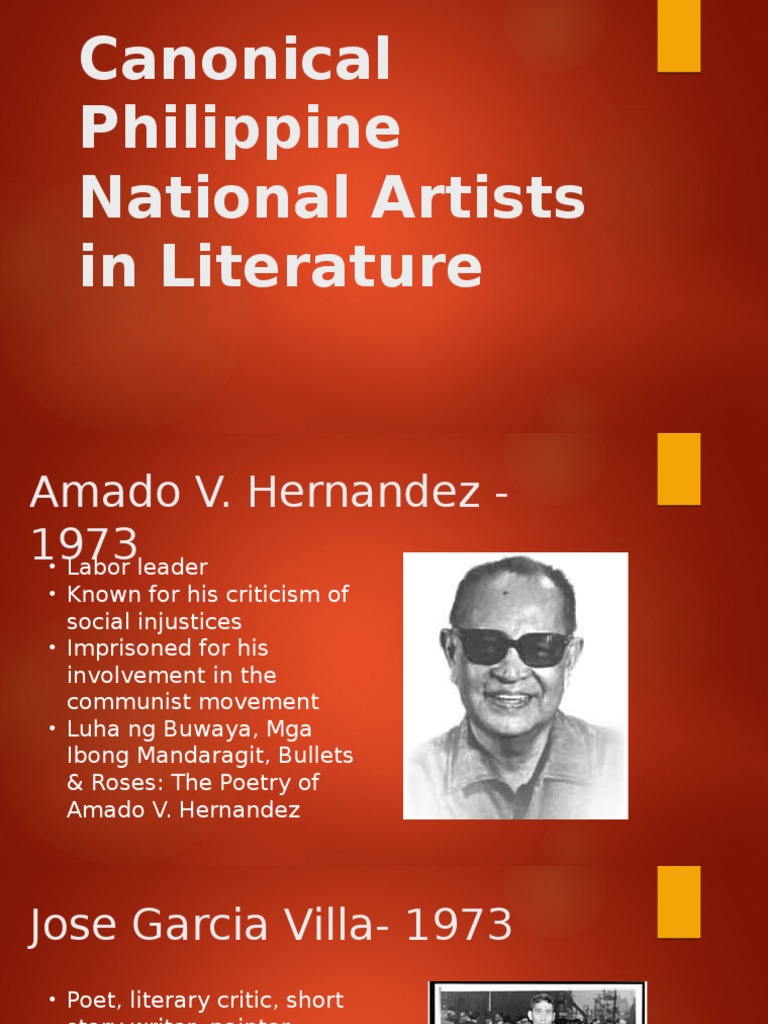 Canonical Philippine National Artists in Literature Writers Writing